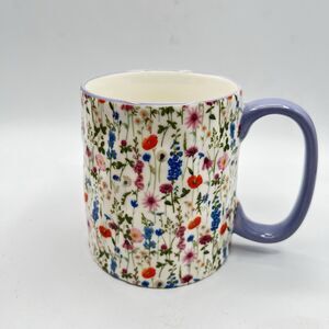 Ten Strawberry Street Artisan Collection Floral Purple Handle Ceramic Coffee Mug